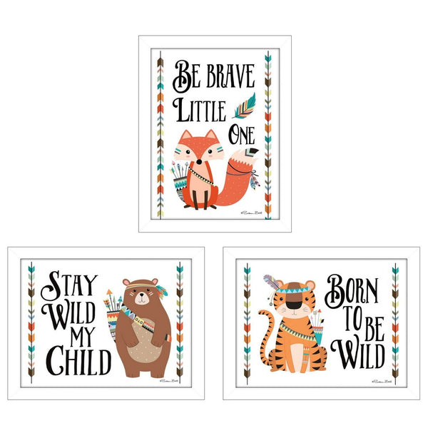 HomeRoots Set of 3 Contemporary Rectangle Wall Art Prints - U.S. States & Territories, Stylish Framed Decor 405847