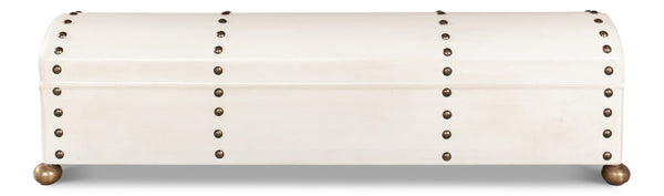 Sarreid Leather Telescope Box - Elegant Design With Printed Paper Interior, Crafted With Wood & Brass Chain Ivory  40584