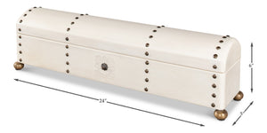 Sarreid Leather Telescope Box - Elegant Design With Printed Paper Interior, Crafted With Wood & Brass Chain Ivory  40584