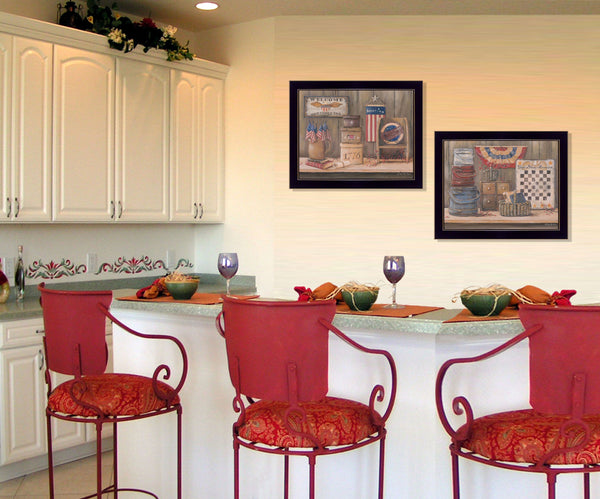 Homeroots Set Of Two Sweet Land Of Liberty 1 Black Framed Print Wall Art  Wood Product Paper Print Uv Coating 405870