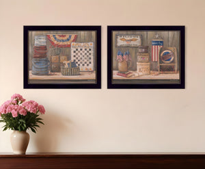 Homeroots Set Of Two Sweet Land Of Liberty 1 Black Framed Print Wall Art  Wood Product Paper Print Uv Coating 405870