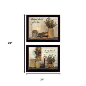 HomeRoots Set Of Two Blessed Gathering Black Framed Prints - Modern Wall Art for Stylish Home Décor Update 405872