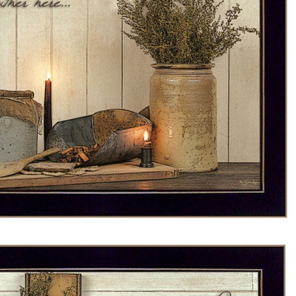 HomeRoots Set Of Two Blessed Gathering Black Framed Prints - Modern Wall Art for Stylish Home Décor Update 405872