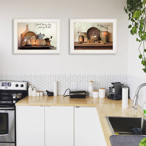 Homeroots Set Of Two By Grace 4 White Framed Print Kitchen Wall Art  Wood Paper And Texture 405876