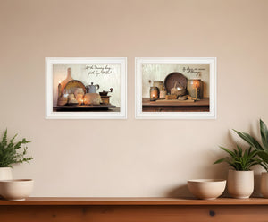 Homeroots Set Of Two By Grace 4 White Framed Print Kitchen Wall Art  Wood Paper And Texture 405876