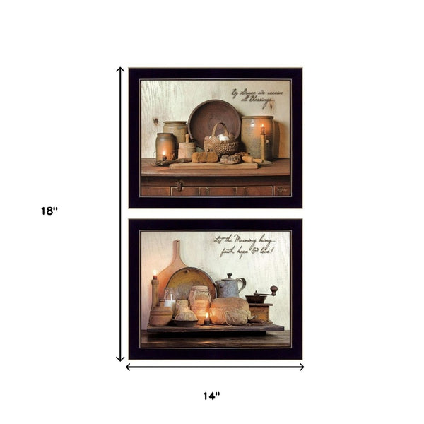 HomeRoots Set of Two Stylish Black Framed Wall Art Prints - Modern Decor for Living Rooms & Offices 405877