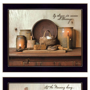 HomeRoots Set of Two Stylish Black Framed Wall Art Prints - Modern Decor for Living Rooms & Offices 405877