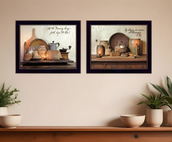 HomeRoots Set of Two Stylish Black Framed Wall Art Prints - Modern Decor for Living Rooms & Offices 405877