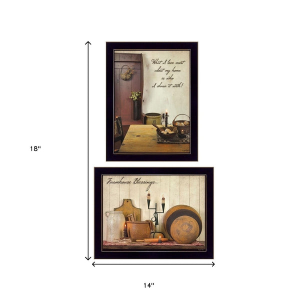 Homeroots Set Of Two What I Love Most Black Framed Print Wall Art  Wood Product Paper Print Uv Coating 405878