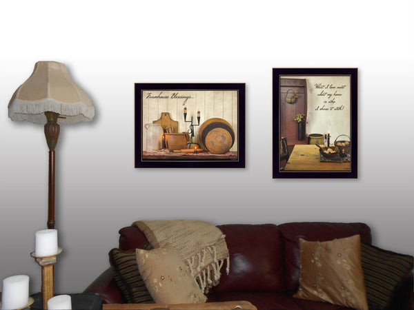 Homeroots Set Of Two What I Love Most Black Framed Print Wall Art  Wood Product Paper Print Uv Coating 405878