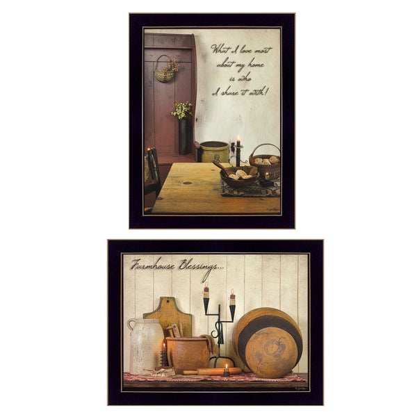 Homeroots Set Of Two What I Love Most Black Framed Print Wall Art  Wood Product Paper Print Uv Coating 405878