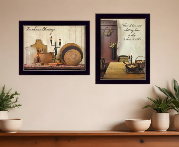 Homeroots Set Of Two What I Love Most Black Framed Print Wall Art  Wood Product Paper Print Uv Coating 405878