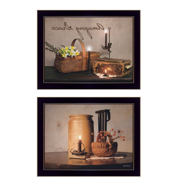 HomeRoots Set of Two Inspirational Americana Black Framed Prints - Timeless Wall Art for Modern Spaces 405879