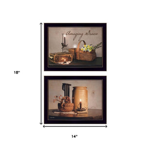 HomeRoots Set of Two Inspirational Americana Black Framed Prints - Timeless Wall Art for Modern Spaces 405879