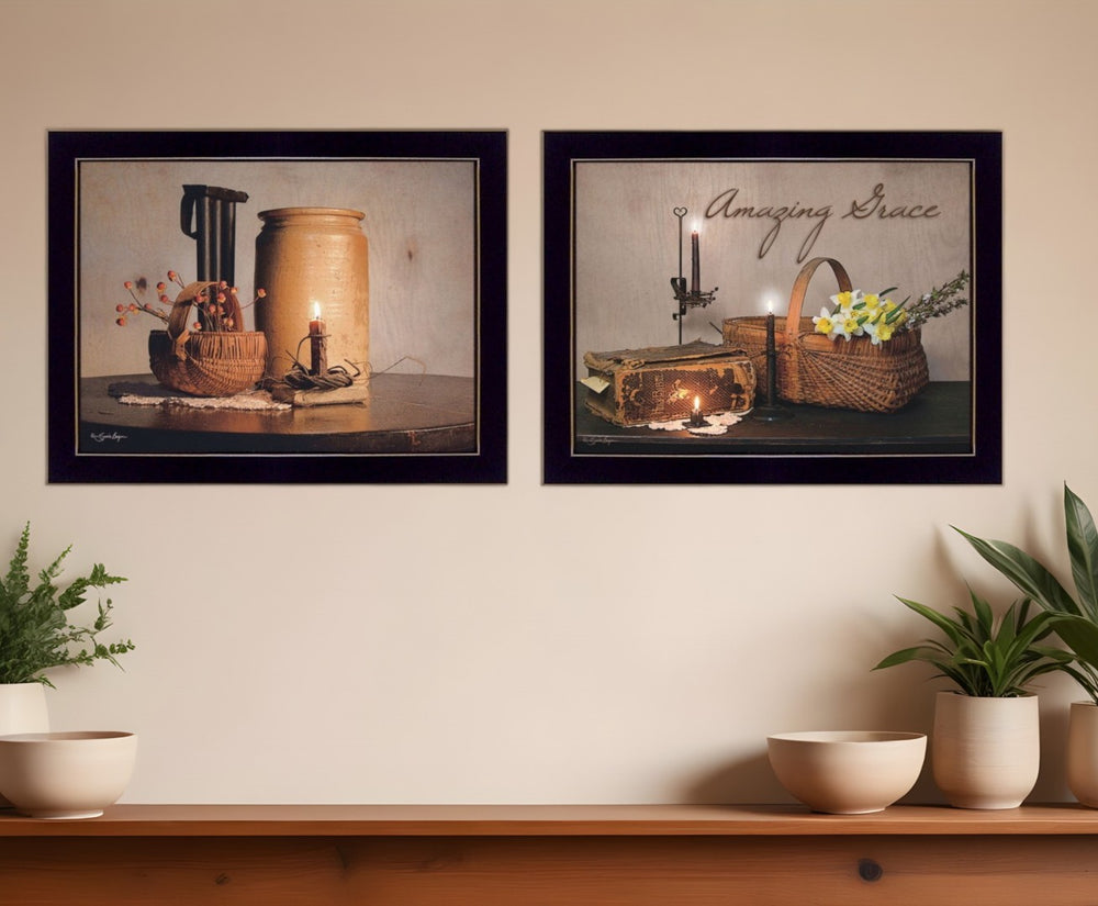 HomeRoots Set of Two Inspirational Americana Black Framed Prints - Timeless Wall Art for Modern Spaces 405879