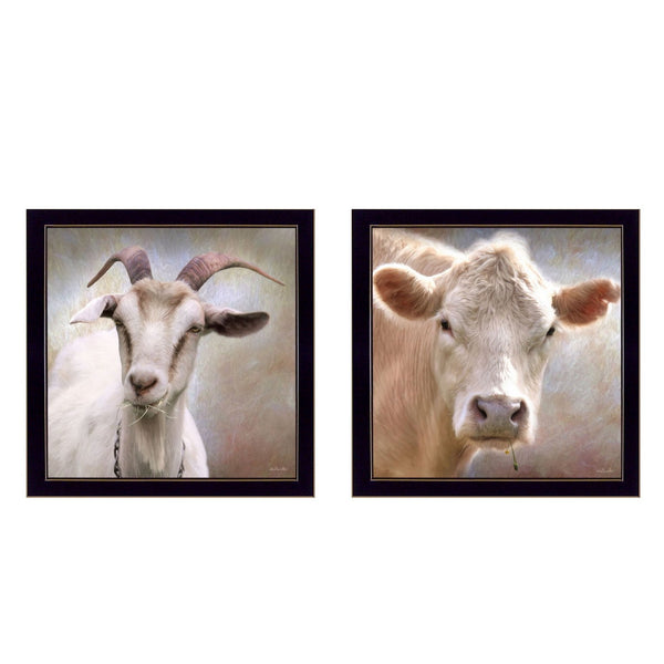 Homeroots Set Of Two Up Close On The Farm Black Framed Print Wall Art  Wood Product Paper Print Uv Coating 405881