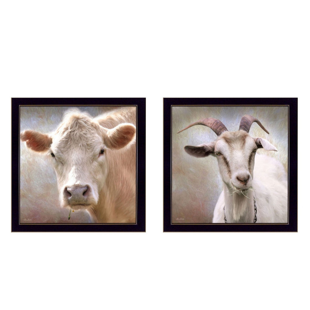Homeroots Set Of Two Up Close On The Farm Black Framed Print Wall Art  Wood Product Paper Print Uv Coating 405881