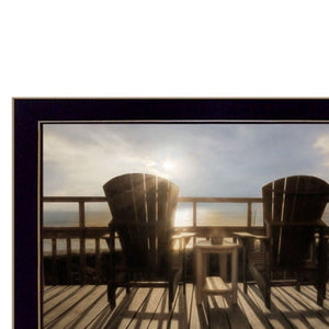 HomeRoots Set of 2 Coastal Framed Art Prints - Ocean-Inspired Block Design for Chic Beach House Décor 405887