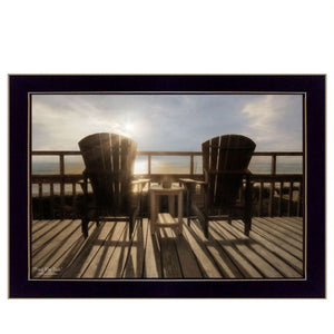 HomeRoots Set of 2 Coastal Framed Art Prints - Ocean-Inspired Block Design for Chic Beach House Décor 405887