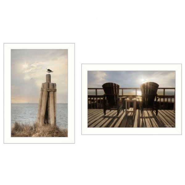 HomeRoots Set of Two Coastal Framed Prints - Contemporary Wall Art for Effortless Home Décor Refresh 405888