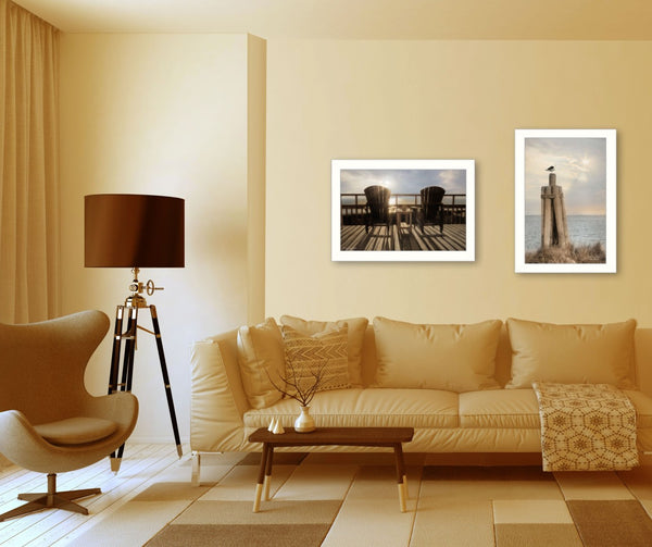 HomeRoots Set of Two Coastal Framed Prints - Contemporary Wall Art for Effortless Home Décor Refresh 405888