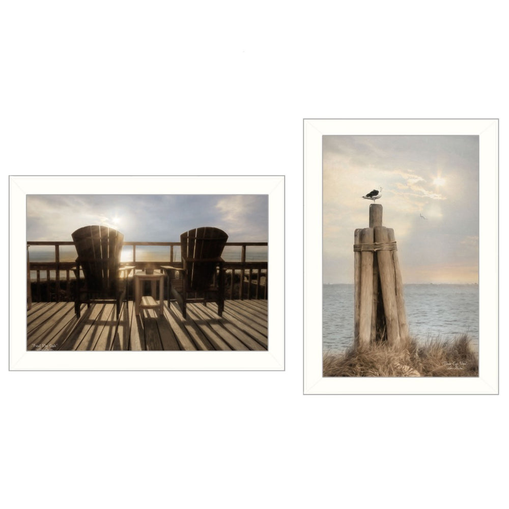 HomeRoots Set of Two Coastal Framed Prints - Contemporary Wall Art for Effortless Home Décor Refresh 405888