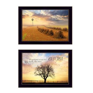 Homeroots Set Of Two Amish Country Black Framed Print Wall Art  Wood Product Paper Print Uv Coating 405889