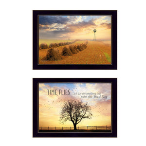 Homeroots Set Of Two Amish Country Black Framed Print Wall Art  Wood Product Paper Print Uv Coating 405889