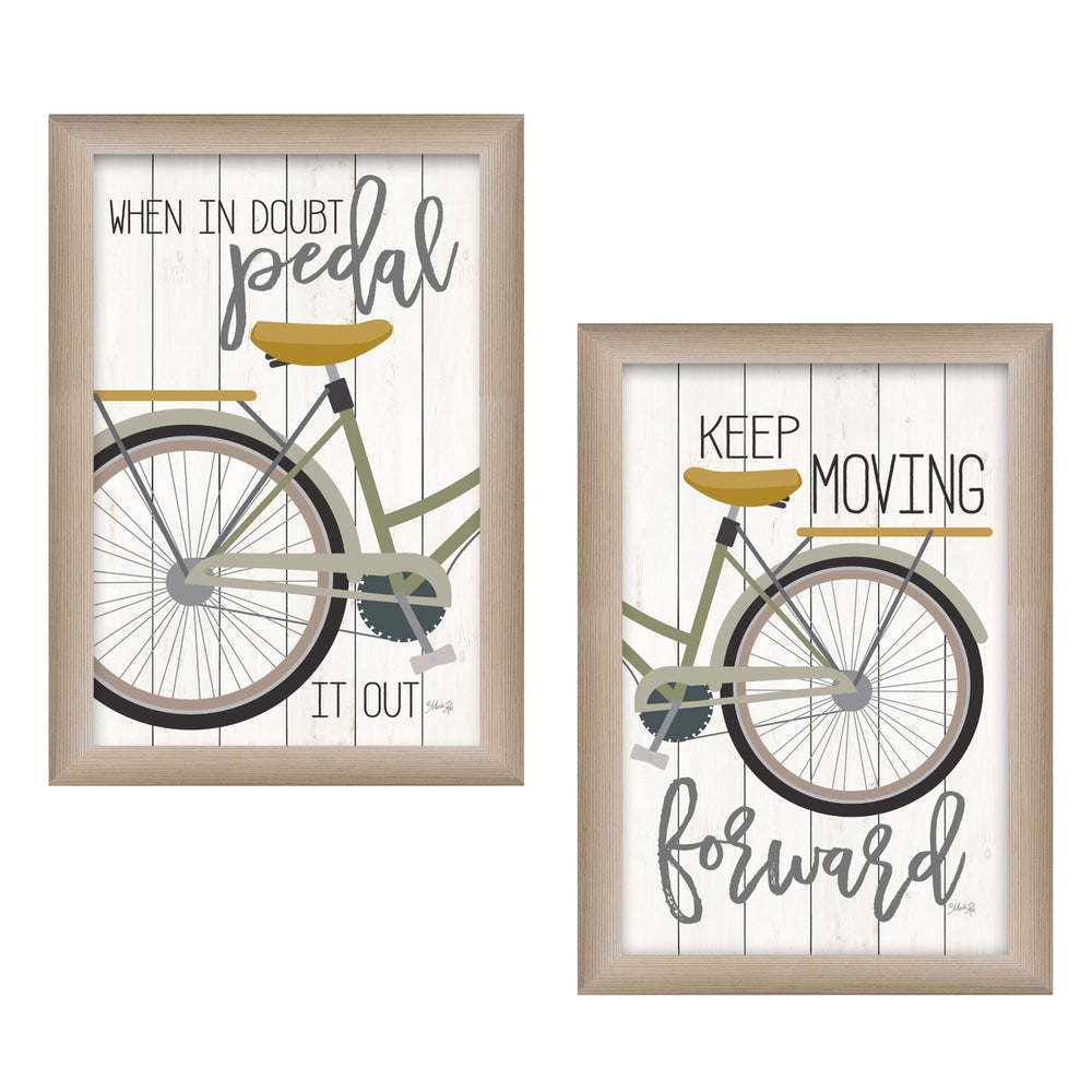 Homeroots Set Of Two Pedal It Out 1 Brown Framed Print Wall Art  Wood Paper And Texture 405899