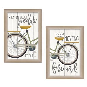 Homeroots Set Of Two Pedal It Out 1 Brown Framed Print Wall Art  Wood Paper And Texture 405899