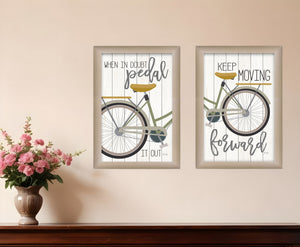 Homeroots Set Of Two Pedal It Out 1 Brown Framed Print Wall Art  Wood Paper And Texture 405899