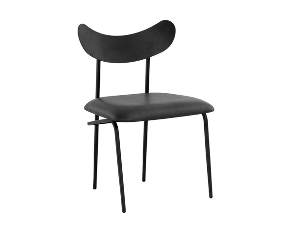Sunpan Gibbons Dining Chair - Unique Mid-Century Modern Design with Handcrafted Leather and Iron Frame Black / Bravo Portabella