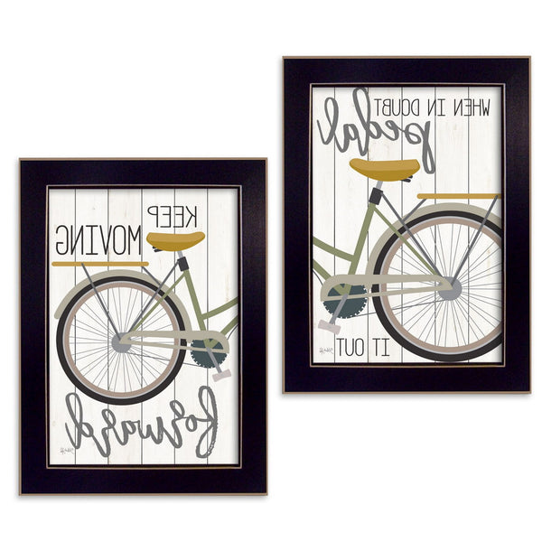 Homeroots Set Of Two Pedal It Out 2 Black Framed Print Wall Art  Wood Paper And Texture 405900