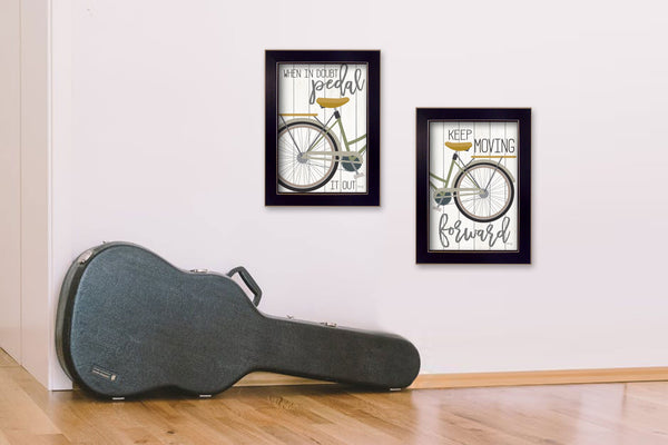 Homeroots Set Of Two Pedal It Out 2 Black Framed Print Wall Art  Wood Paper And Texture 405900