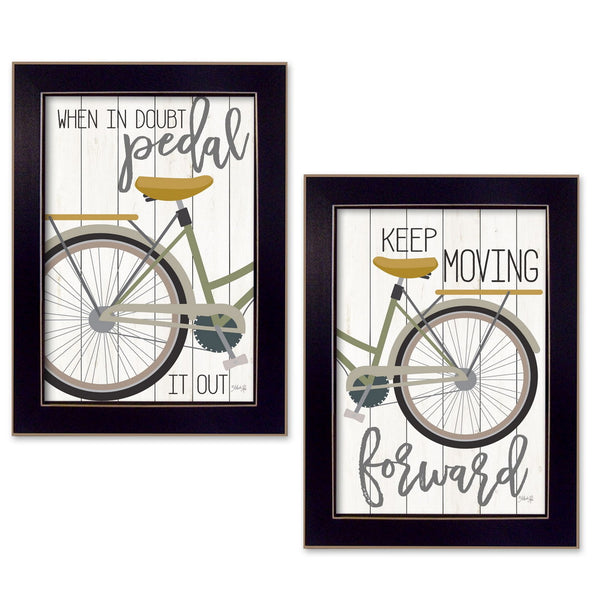 Homeroots Set Of Two Pedal It Out 2 Black Framed Print Wall Art  Wood Paper And Texture 405900