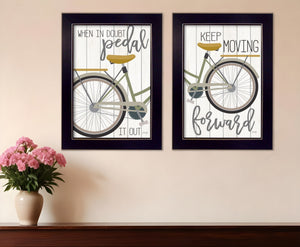 Homeroots Set Of Two Pedal It Out 2 Black Framed Print Wall Art  Wood Paper And Texture 405900