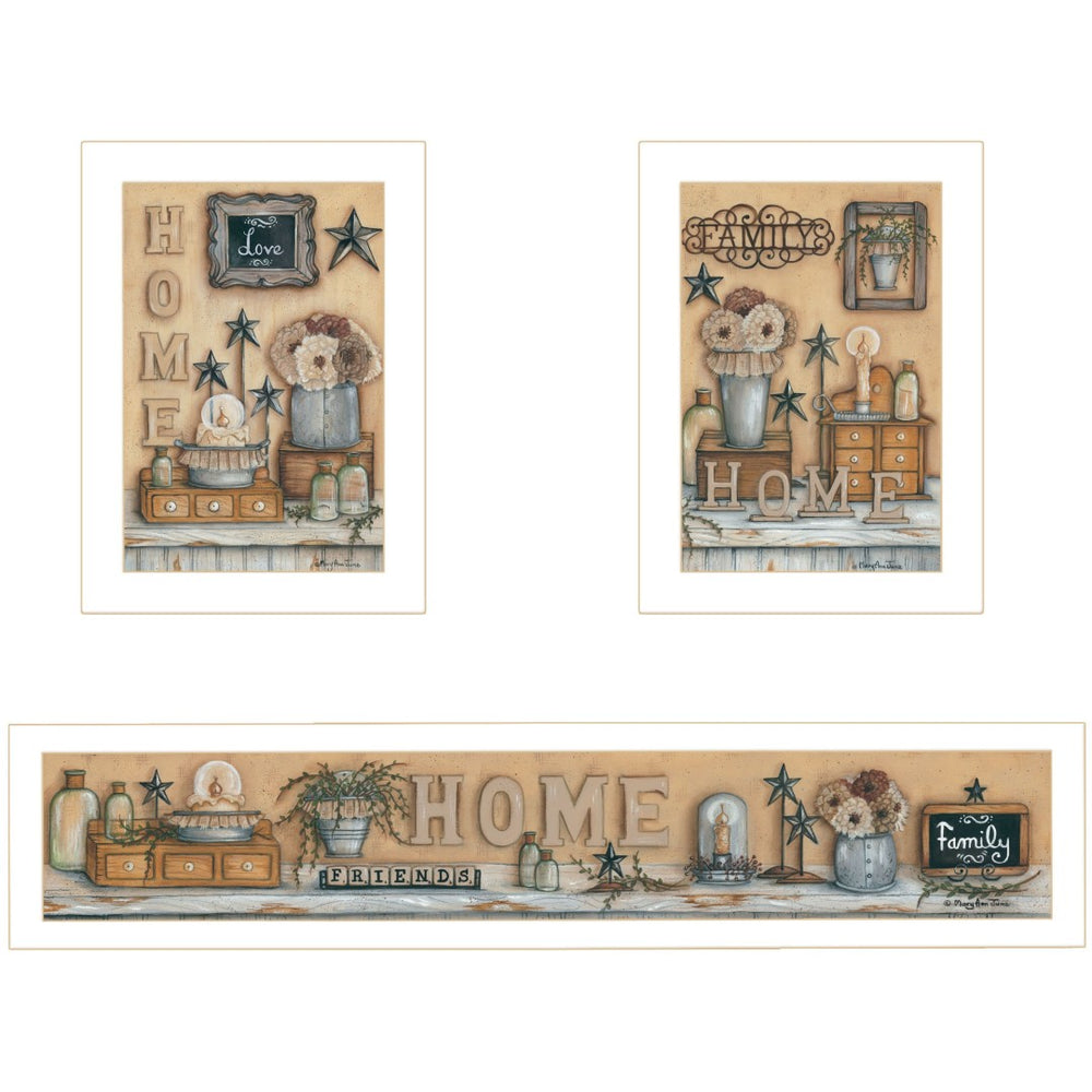 HomeRoots Set Of Three Framed Prints - "Where Family and Friends Gather" for Stylish Home Décor Accent 405904
