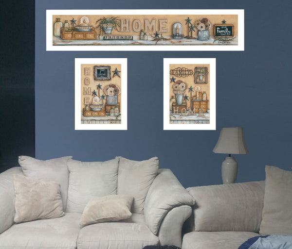 HomeRoots Set Of Three Framed Prints - "Where Family and Friends Gather" for Stylish Home Décor Accent 405904