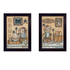HomeRoots Set of Two Framed Prints - Contemporary Wall Art for Home Décor, Perfect for Living Spaces & More Black 405905