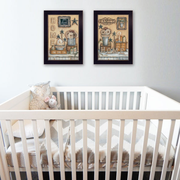 HomeRoots Set of Two Framed Prints - Contemporary Wall Art for Home Décor, Perfect for Living Spaces & More Black 405905