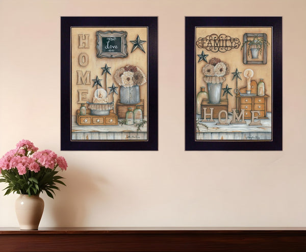 HomeRoots Set of Two Framed Prints - Contemporary Wall Art for Home Décor, Perfect for Living Spaces & More Black 405905