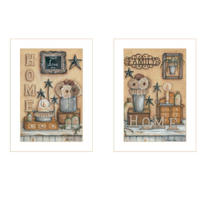 Homeroots Set Of Two Where Family And Friends Gather Ii 2 White Framed Print Wall Art  Wood Paper And Texture 405906