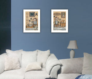 Homeroots Set Of Two Where Family And Friends Gather Ii 2 White Framed Print Wall Art  Wood Paper And Texture 405906
