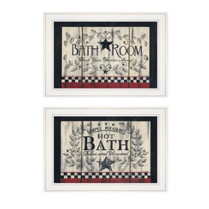 Homeroots Set Of Two Hot Bath 6 White Framed Print Bathroom Wall Art  Paper,Wood 405909