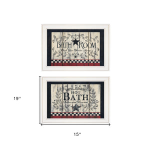 Homeroots Set Of Two Hot Bath 6 White Framed Print Bathroom Wall Art  Paper,Wood 405909