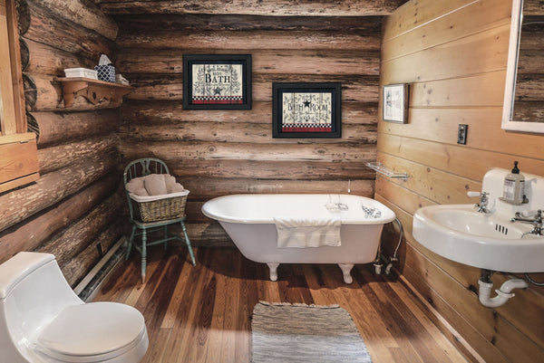 Homeroots Set Of Two Hot Bath 7 Black Framed Print Bathroom Wall Art  Wood Paper And Texture 405910