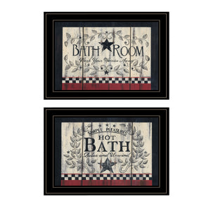 Homeroots Set Of Two Hot Bath 8 Black Framed Print Bathroom Wall Art  Paper,Wood 405911
