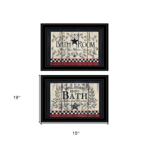 Homeroots Set Of Two Hot Bath 8 Black Framed Print Bathroom Wall Art  Paper,Wood 405911
