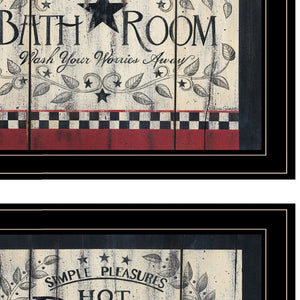 Homeroots Set Of Two Hot Bath 8 Black Framed Print Bathroom Wall Art  Paper,Wood 405911