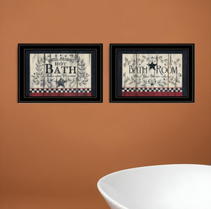 Homeroots Set Of Two Hot Bath 8 Black Framed Print Bathroom Wall Art  Paper,Wood 405911